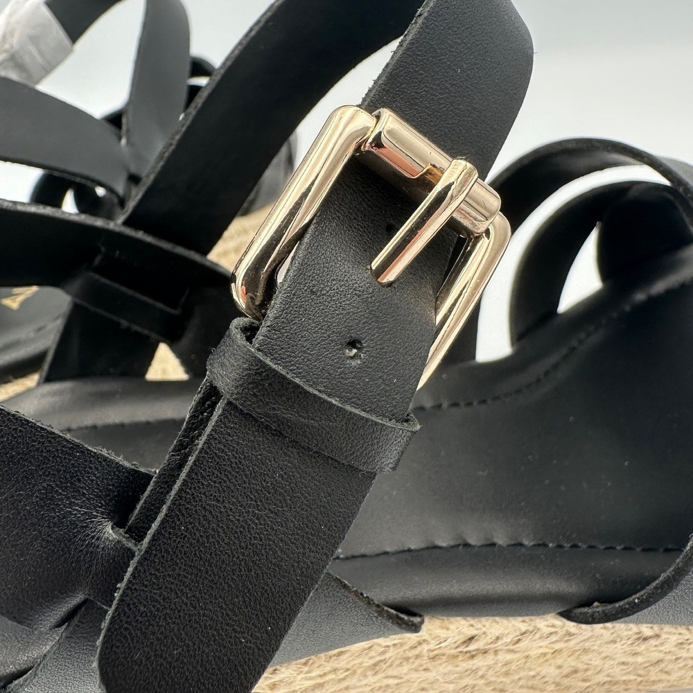 Aldo Meresha Black Espadrille Wedge Sandals Platform Strappy Ankle Strap 7.5 - Picture 7 of 13